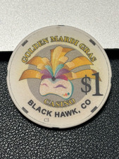 1 GOLDEN MARDI GRAS CASINO CHIP POKER CHIP BLACK HAWK COLORADO TOKEN