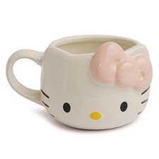 Sanrio Hello Kitty Face Pink Bow Sculpted Ceramic Mug  Holds 20 Ounces