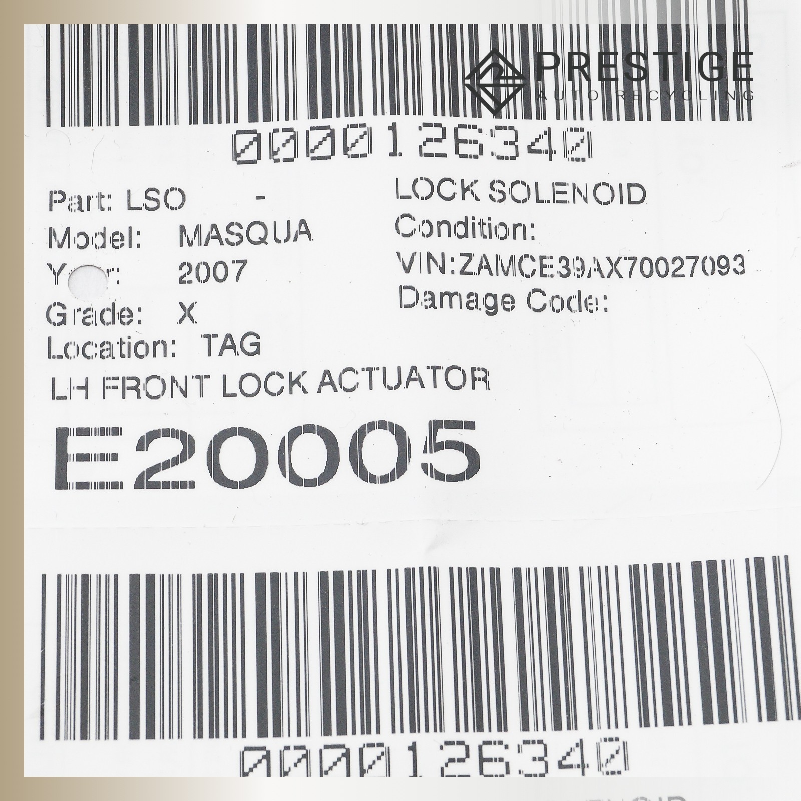2003-2012 MASERATI QUATTROPORTE Door Lock Latch Actuator Front Left 67576000 OEM