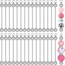 30 Pcs Beadable Keychain Bars Blanks Keychain Making Supplies for Pendant DIY Cr