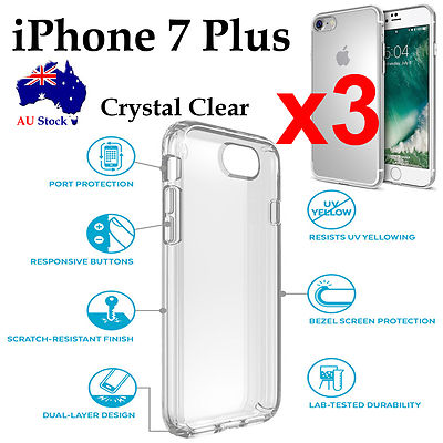 x3 For Apple iPhone 7 PLUS TPU transparent crystal clear bumper back case cover