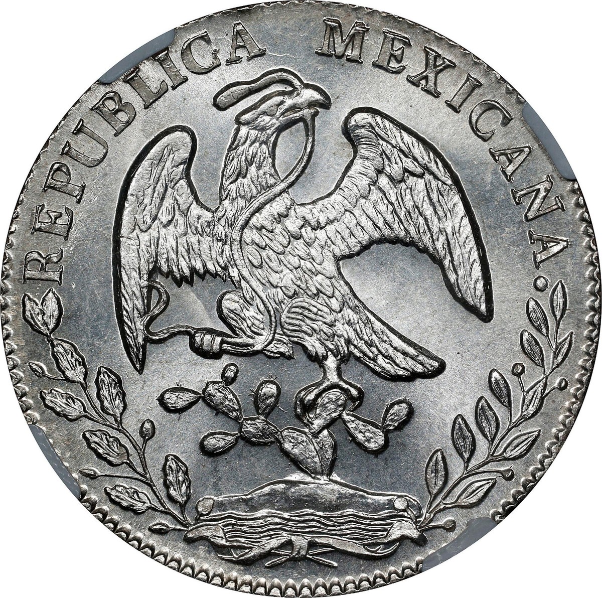 Mexico Silver 8 Reales 1868 Go YF Guanajuato Mint. NGC MS-65