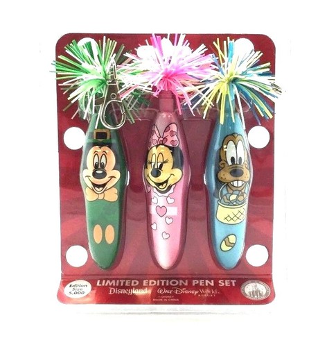 KOOKY KLICKER PENS 3Pk DISNEYLAND PARK HOLIDAY Series1 MICKEY MINNIE MOUSE PLUTO