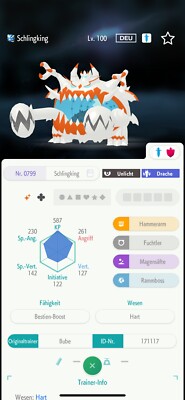Pokémon Schlingking Shiny IV6 Deutsch - Pokémon Home - Alola Region 