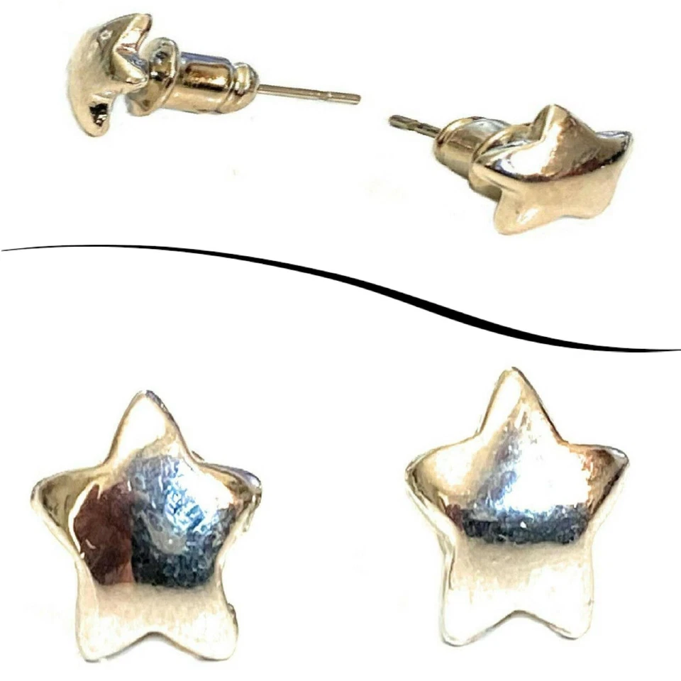 Orecchini a stella da donna argento piccoli leggeri piercing lobo anallergici - Immagine 3 di 4