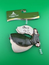 Holiday Time Ceramic Angel Peace Christmas Ornament NEW