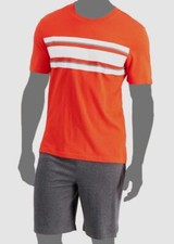  40 Club Room Men's Orange Stripe 2-Piece Pajama Set Sleepwear Size L