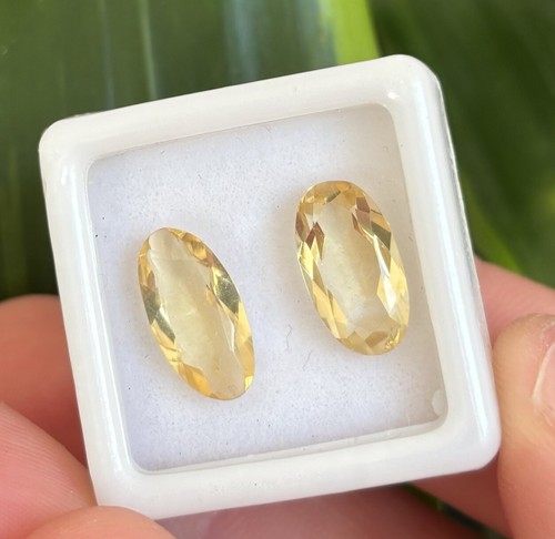 2x WUNDERSCHÖNE gelbe Citrin Edelsteine Paar: Natürlich, Oval 13x7mm geschliffen 2x WUNDERSCHÖNE gelbe Citrin Edelsteine Paar: Natürlich, Oval 13x7mm geschliffen