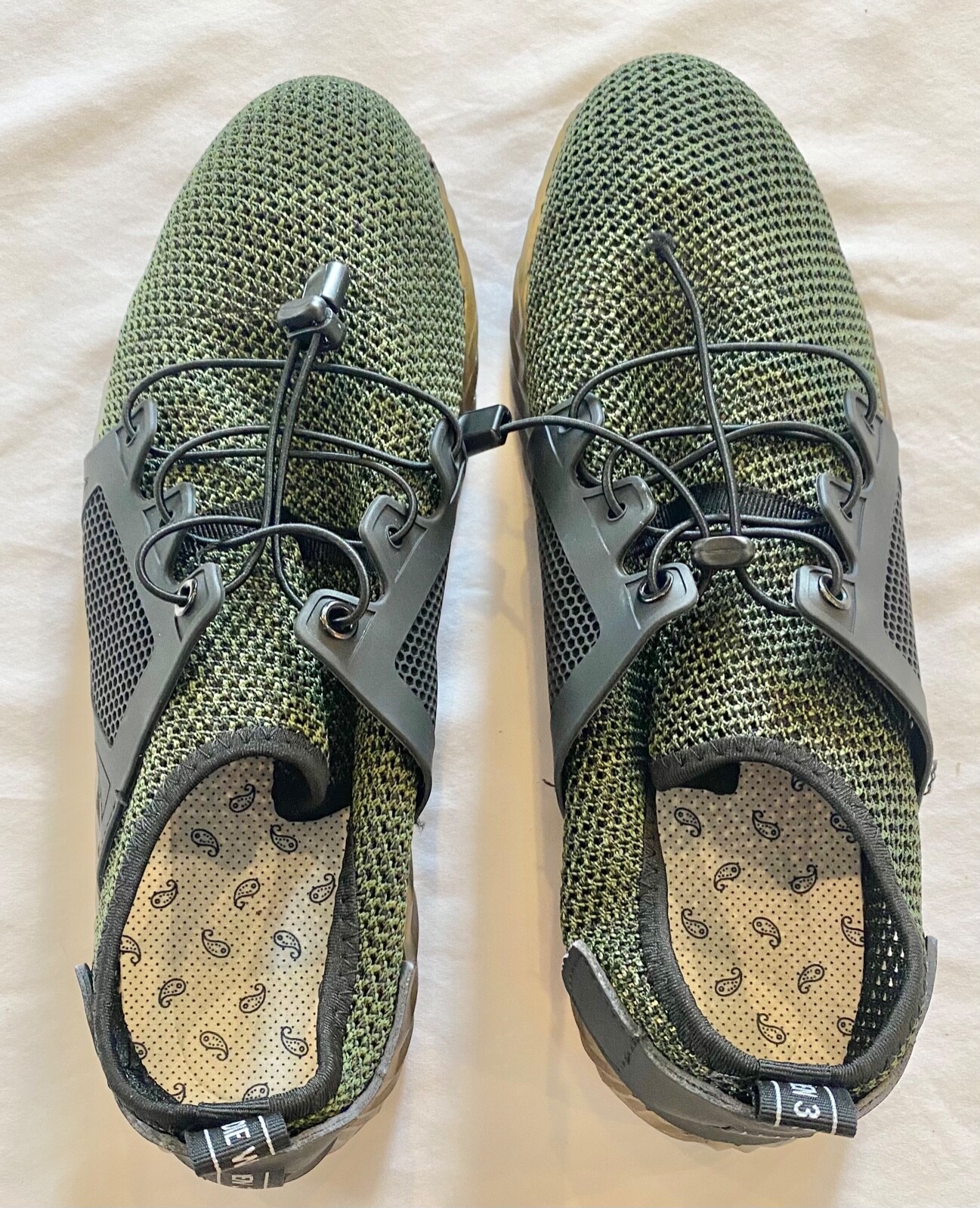 DIE WELTMARKE 3 STRIPES Green Mesh Work Shoes Steel Toe Men Size 47 (US 12.5)