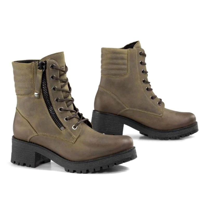 Falco Misty Ladies Motorcycle Boots Khaki Green High Heel Womens