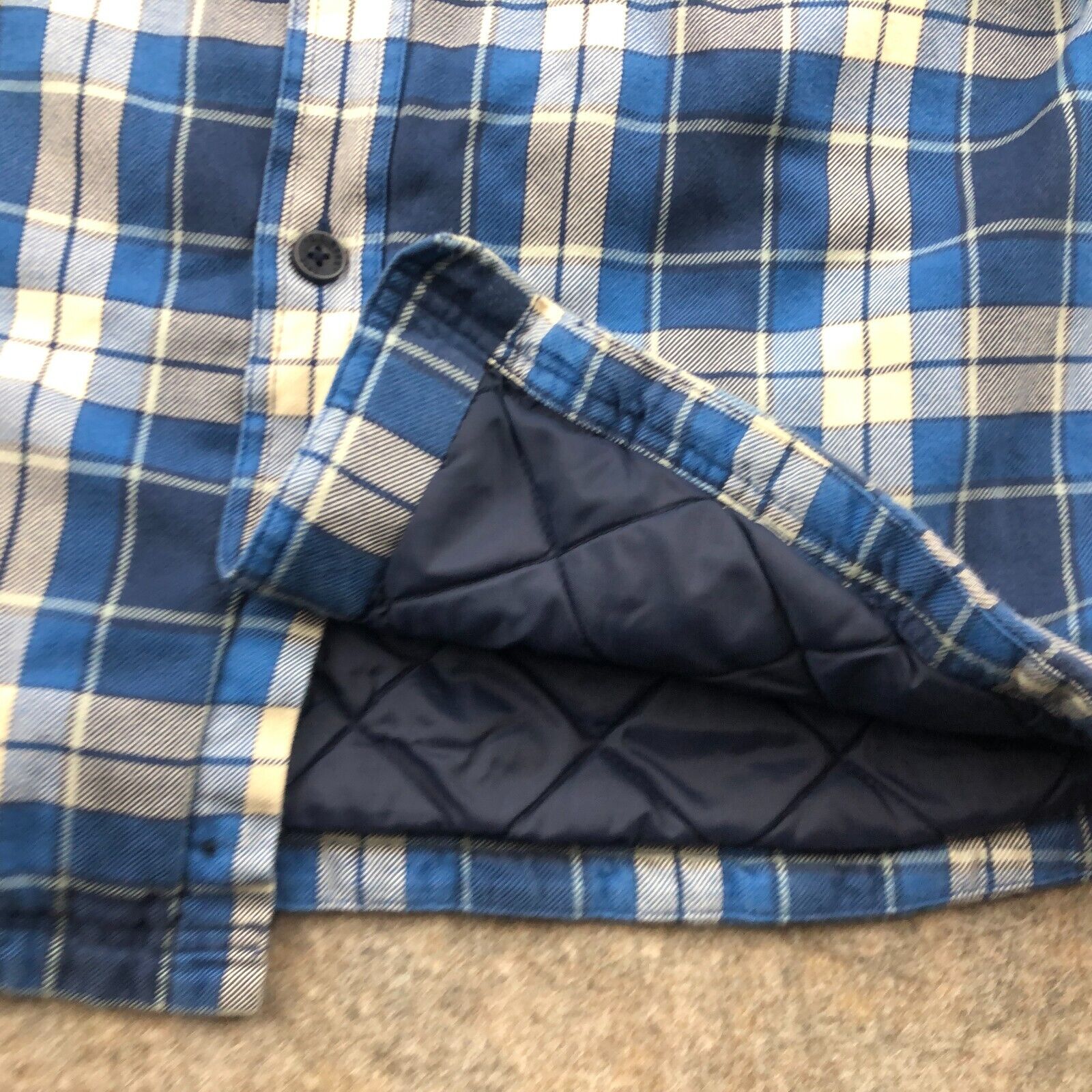 LL Bean Shirt Men Large Blue Plaid Flannel Quilte… - image 2