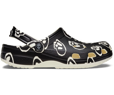 NEW Crocs Classic Glow-In-The-Dark Skull Clog - Black | Men Sizes 4 - 13