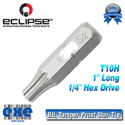 Eclipse T10HX1 (9SD-0270-TH10) Bit, Tamper-Proof Star-Tip, T10H, 1'' Long