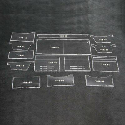 13x New Clear Acrylic Wallet Pattern Stencil Template Set Leather Craft DIY Tool