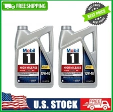 2 Pack Mobil 1 High Mileage Full Synthetic Motor Oil 10W-40, 5 Quarts