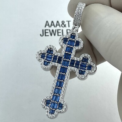 925 Solid Sterling Silver Cubic Zirconia Icy Cross Pendant | eBay