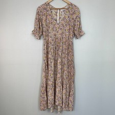 Faithfull The Brand La Falaise Midi Dress 4 Pastel Floral Tiered V-Neck Feminine