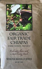Fair Trade Chiapas - Organic Whole Bean Coffee - Dark Roast, Mexican - 2 lb.