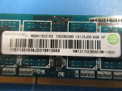 RAMAXEL 4GB 1x4GB PC3-12800S DDR3-1600 204-Pin SODIMM