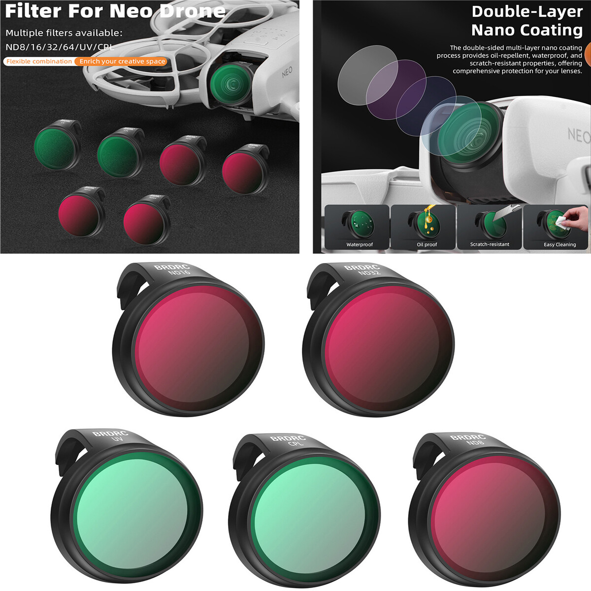 Drone Camera Lens Filters Set For DJI NEO UV CPL ND8 ND16 ND32 ND64 Accessories