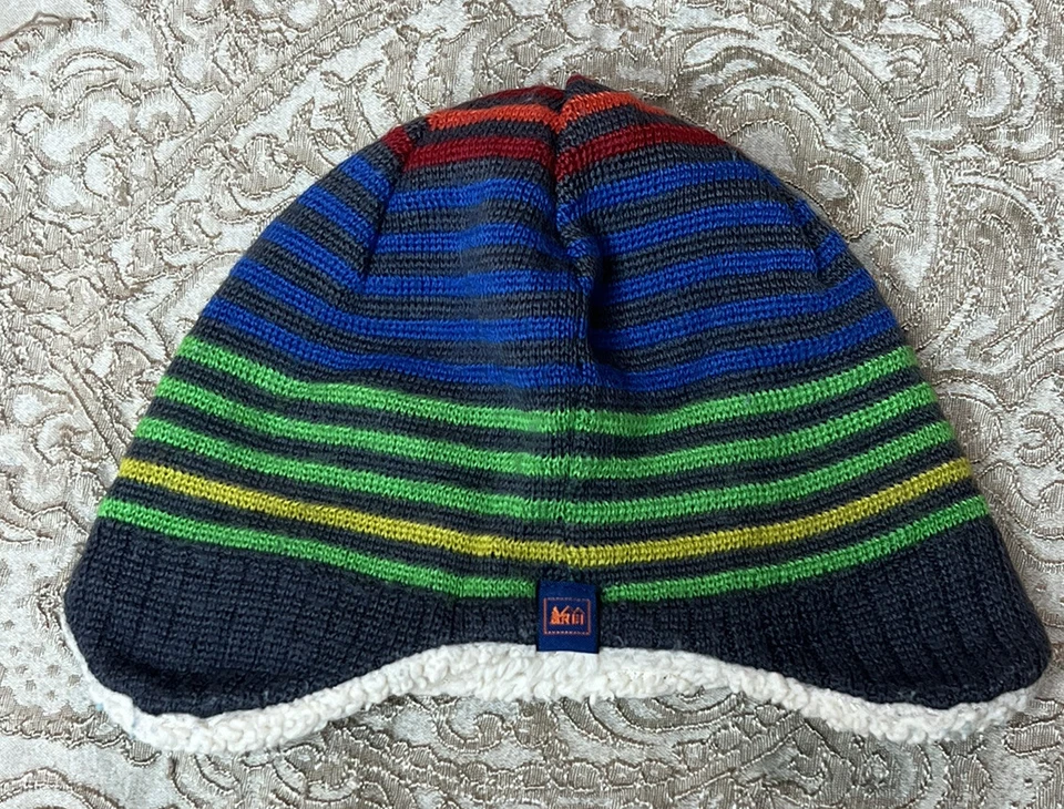 Sombrero REI 6 - 12 Meses Multicolor Rayas Forrado de Vellón Ver Fotos para el Estado Foto 4 de 4