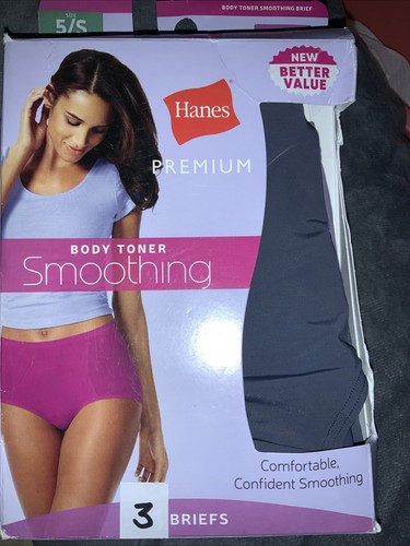 NEU Hanes Premium Damen glättende nahtlose 3er-Pack Slips Höschen - Größe 5 Small