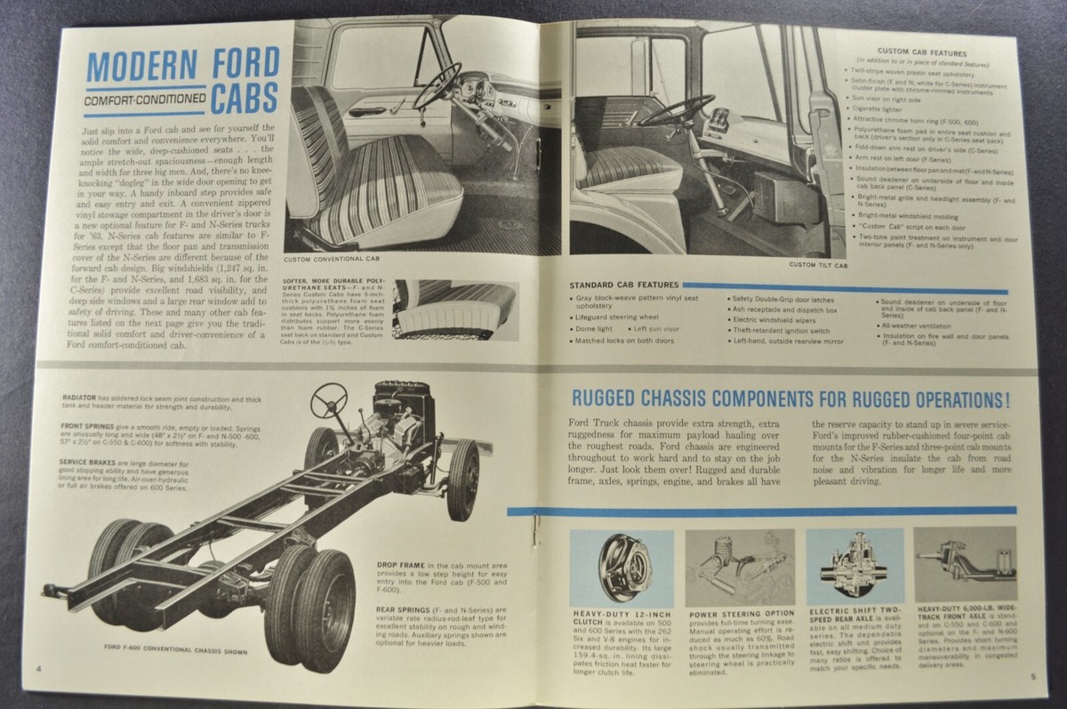 1963 Ford Medium Truck Brochure F-500 550 N C-600 Stake Cargo