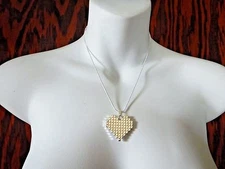8-BIT HEART SILVER PLATED NECKLACE sterling chain gamer retro video game geek B3