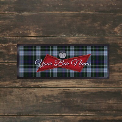 Personalisiertes rotes Bieretikett grün blau & rot Tartan Bar Handtuch Läufer Pub Matte 