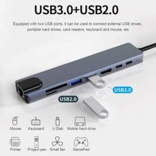 8 in 1 USB C Hub for MacBook Air/Pro,Multiport Adapter 8 Ports,USB-C to 4K HDMI,