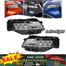 For 2021-2023 Nissan Rogue Black LED Headlights Healamps Pair Left+Right LH+RH