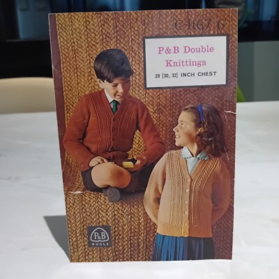 Vintage Knitting Pattern P & B DK Children's Cable Cardigans 28-32'' - C1167