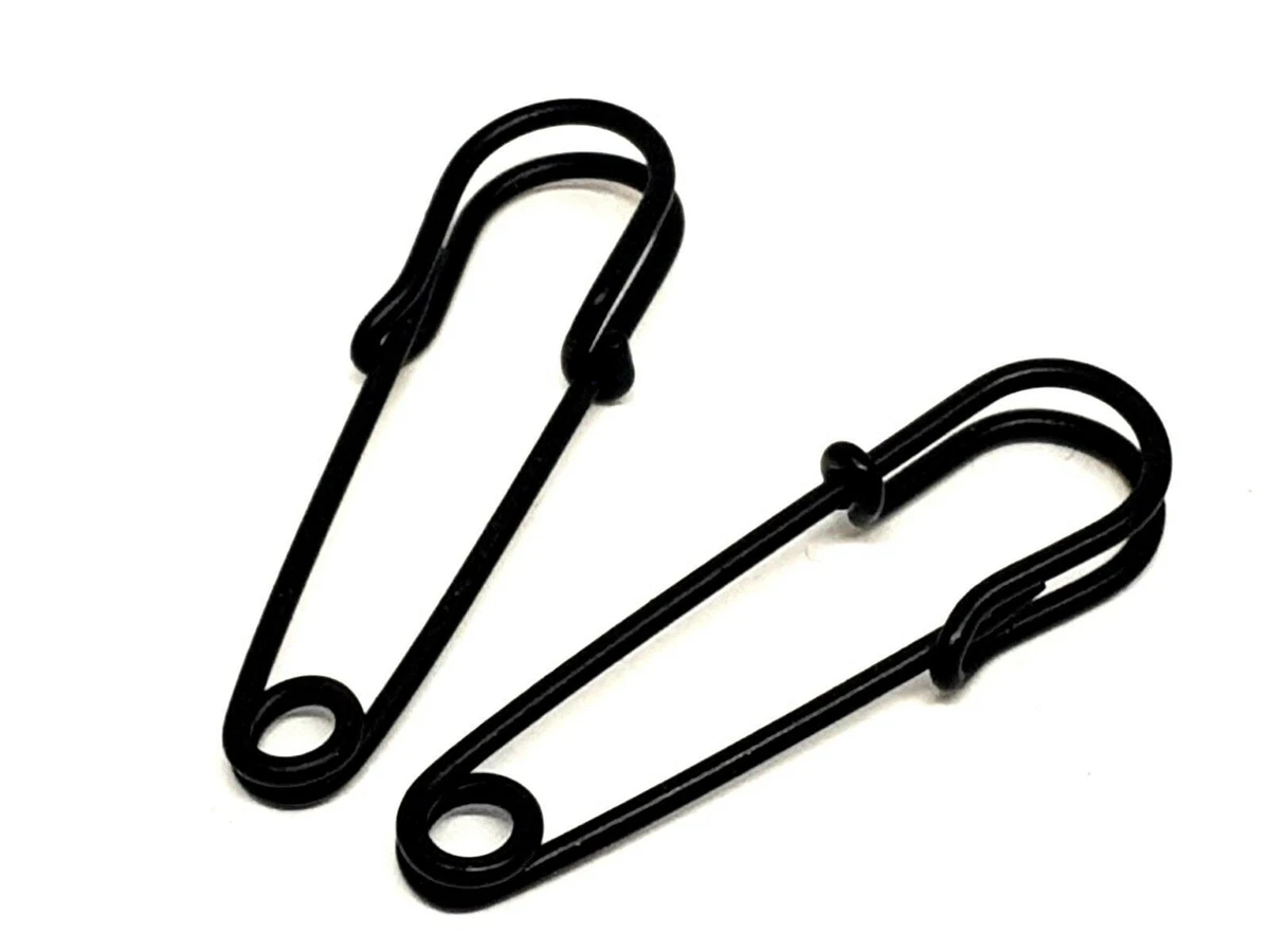 Safety Pin Earrings Black Pair Punk Emo Rock Steel Alternative Rebel Quirky Pair
