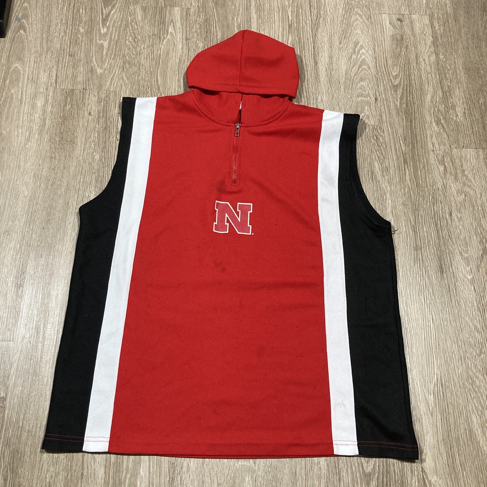 Nebraska Vest XL 90s 00s Y2k University Cornhuskers Hooded Warm-up Coat