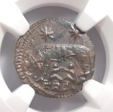 She-Wolf Twins Constantine I NGC AU Roman Empire Nummus Child Remus Romulus Roma