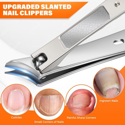 Coupe-ongles Pieds GJNL - Tête Inclinée Pour Ongles Durs/épais - Lot De 4 - Parfait Personnes âgées Ou Soins