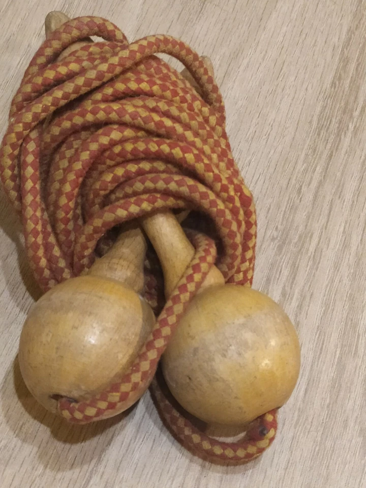 Corde à Sauter Bois Ancienne  , Jouet . Corde d'origine  - Bon état- - Photo 3/3