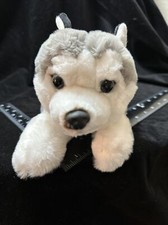 FAO Schwarz Plush Husky Dog Laying Floppy White Gray 15 Adopt-A-Pet Toy