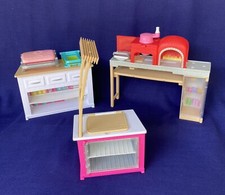 Barbie Ultimate Kitchen Deep Fryer Sandwich Press  Pizza Station Playset AS IS