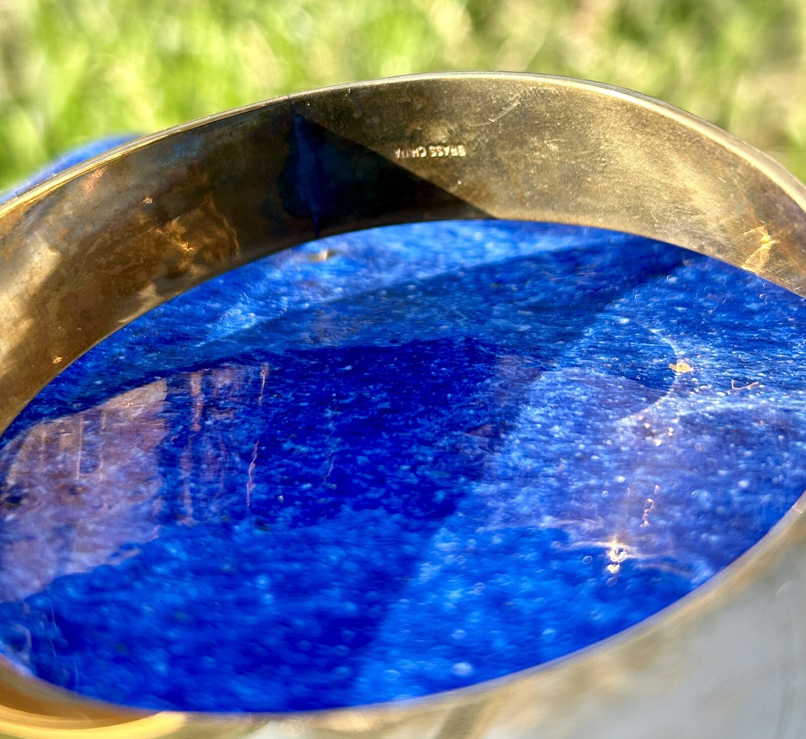 Solid Brass Bracelet Asymmetrical Bangle Vintage … - image 8