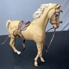 VTG Louis MARX JOHNNY WEST TOY JOINTED HORSE THUNDERBOLT 12” + Accessories