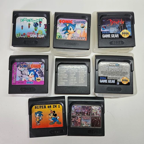 Sega Game Gear Cartridge Lot of 8 Games Dracula Sonic Chaos Columns Cases Tested
