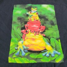 Vintage Tree Frogs Rainforest T Shirt Mens XL Blue Made in USA Single Stitch