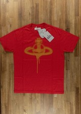  NO CUSTOMS TAX VIVIENNE WESTWOOD red spray paint Orb cotton t-shirt Medium