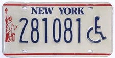 New York 1986-2000 Statue of Liberty Handicapped Disabled License Plate 281081