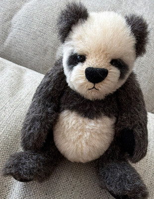 Esther Bear Bamboo OOAK Fully Jointed Handmade Signed Panda Bear Alpaca 2002 Tag