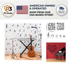 Arttop 2-piece Music Note Vinyl Wall Decal Set - Ideal For Diy Kids Room Decor