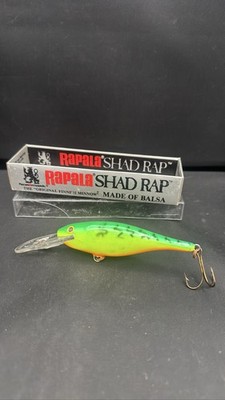 Rapala Shad Rap SR09 Firetiger Balsa Crankbait Bass Fishing Lure with Box