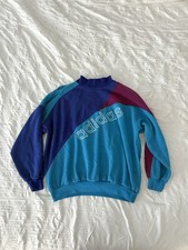 Vintage 80s/90s Adidas blue and purple sweatshirt with embroidered logo