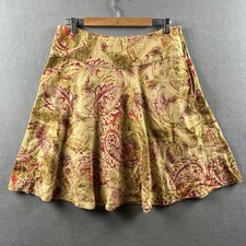 Ralph Lauren Linen Skirt Womens Size 10 Floral Paisley Flare Vintage Hippie Boho